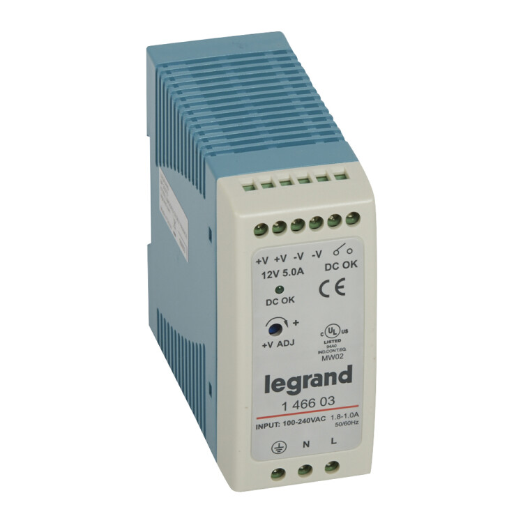 1-фазный Импульсный источник питания 12В 60Вт 5A | 146603 | Legrand
