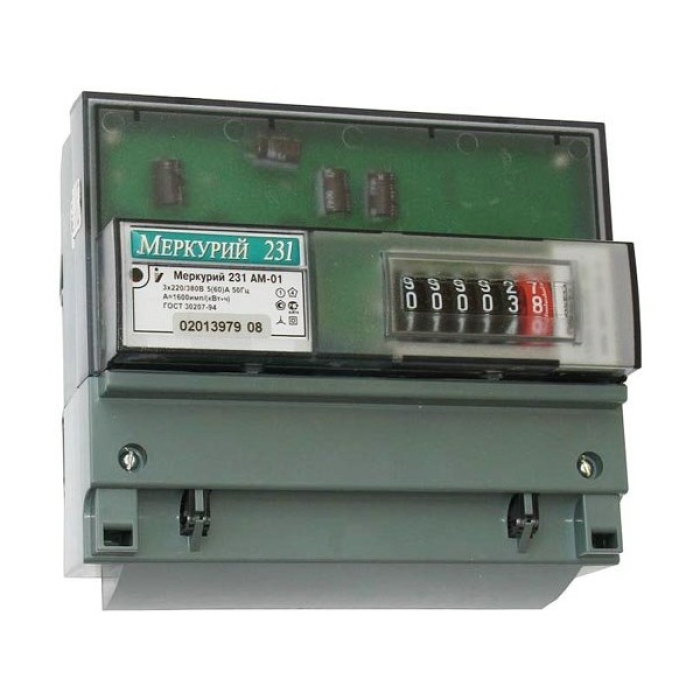 Счетчик Меркурий 231 AM-01 5-60А/400В (1 тар.) ЖКИ (DIN)