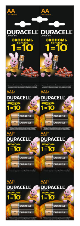 Батарейка щелочная (алкалиновая) (AA) LR6-2BL BASIC 2*6 NEW | Б0019681 | 81528136 Duracell