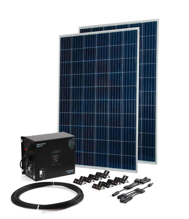 Комплект Teplocom Solar-1500+Солнечная панель 250Вт х2 кабель 10 м MC4 коннекторы | 2424 | Бастион