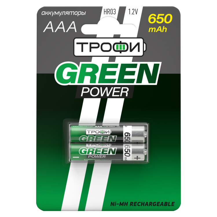 Аккумулятор HR03-2BL 650 mAh (20/240/17280) (AAA) | Б0019499 | ТРОФИ (батарея (заряжаемый элемент питания)
