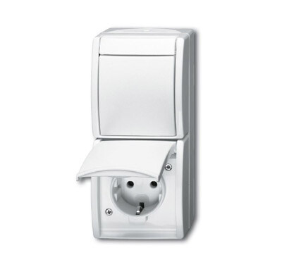 Блок из 1-клавишного перекл. и розетки SCHUKO для открытого монтажа, IP44, серия ocean, цвет альпийский белый | 1684-0-0327 | 2CKA001684A0327 | ABB