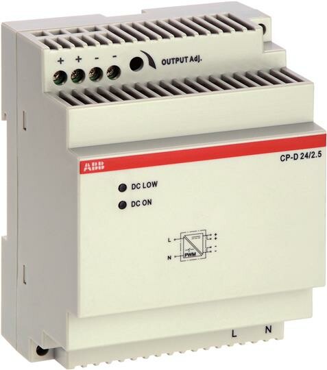 Блок питания CP-D 24/2.5 (регулир. вых. напряж) вход 90-265В AC / 120-370В DC, выход 24В DC /2.5A | 1SVR427044R0200 | ABB