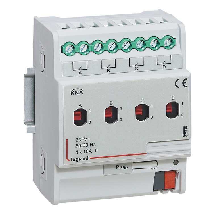 KNX. Релейный активатор 4-канальный 16А. DIN 4 модуля. | 002680 | Legrand
