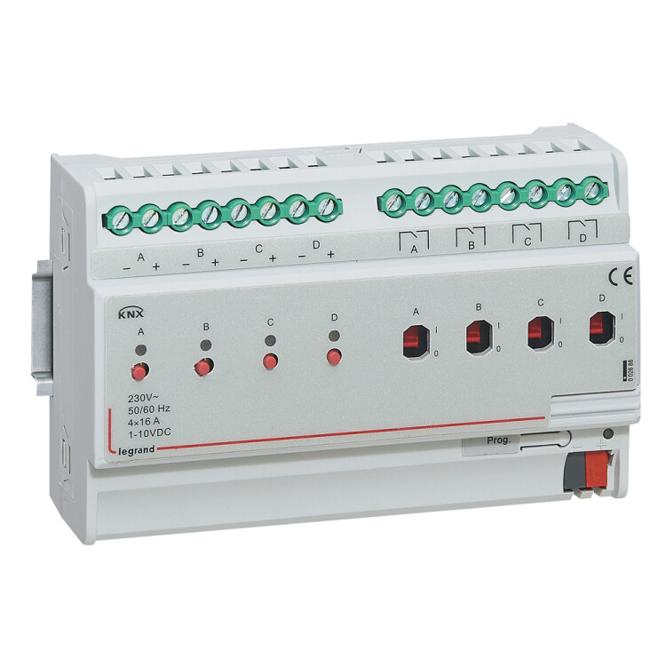 KNX. Контроллер освещения 4 канала 1-10В/4 канала реле 16А. DIN 8 модулей. | 002688 | Legrand