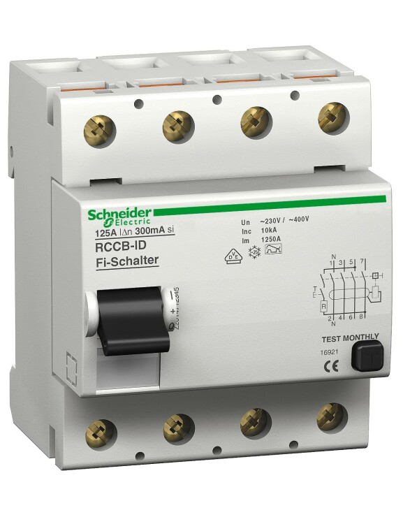 Выключатель дифференциальный (УЗО) ID 4п 125А 300мА тип Asi | 16921 | Schneider Electric