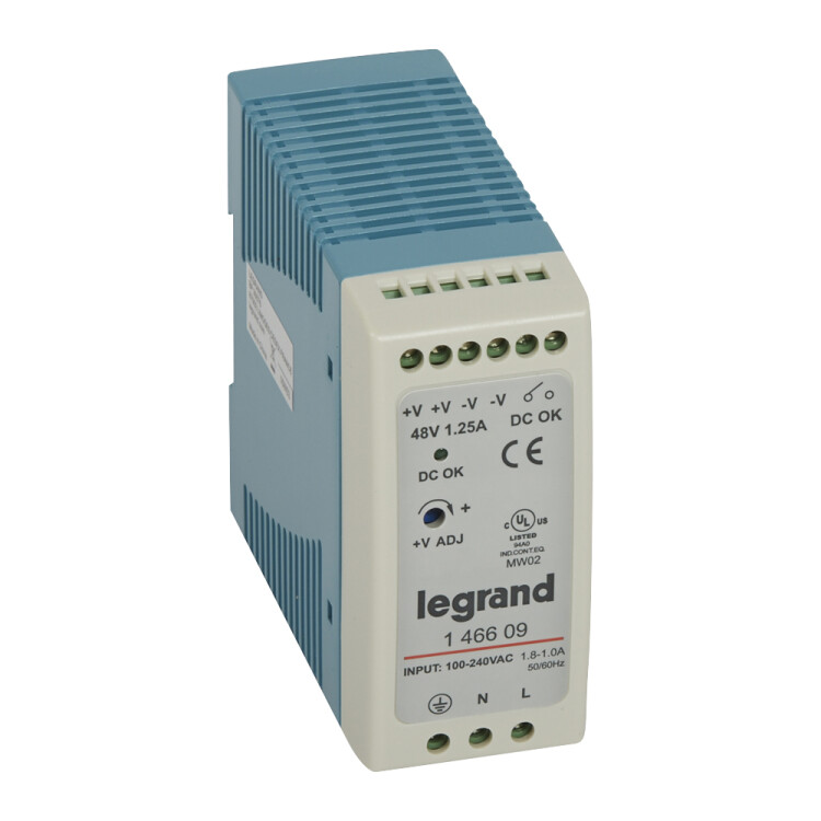 1-фазный Импульсный источник питания 48В 60Вт 1,25A | 146609 | Legrand