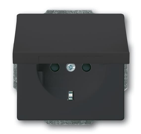 Розетка SCHUKO 16А 250В с защитными шторками, с крышкой, без лапок, серия future, цвет антрацит | 2CKA002018A1526 | ABB