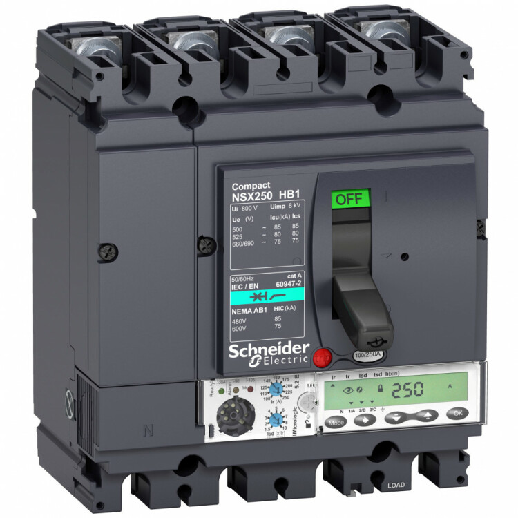 4П АВТОМ.ВЫКЛ. MIC5.2E 250A NSX250HB1 (75кА при 690B) | LV433553 | Schneider Electric