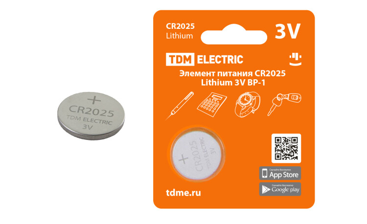 Элемент питания CR2025 Lithium 3V BP-1 | SQ1702-0098 | TDM