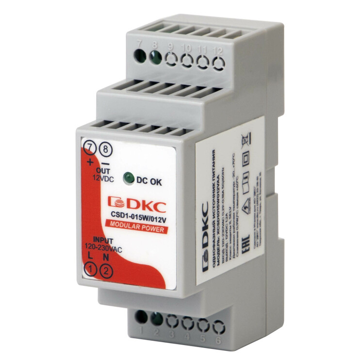 Источник питания "MODULAR POWER", однофазный, 15Вт, 1.2А, 12В | XCSD1015W012VAA | DKC