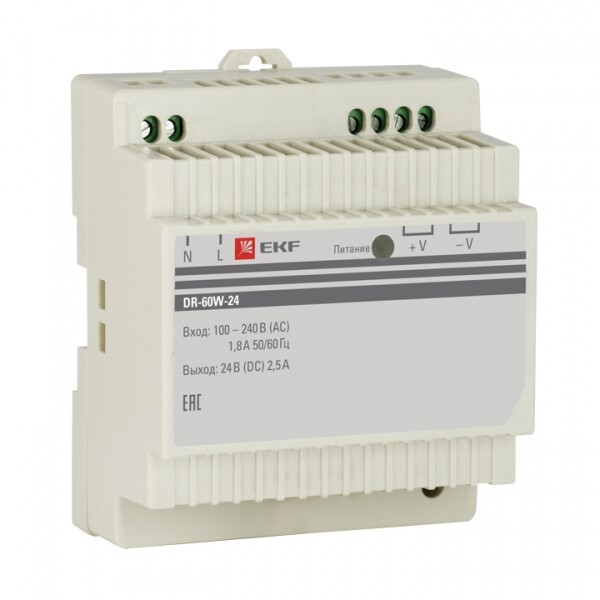 Блок питания 24В DR-60W-24 EKF PROxima | dr-60w-24 | EKF