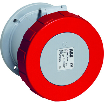Розетка панельная с прямым унифицированным фланцем 463RU6W, 63A, 3P+N+E, IP67, 6ч | 2CMA167396R1000 | ABB