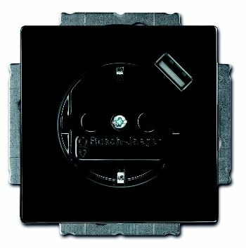 Розетка Schuko с устройством зарядным USB, 20 EUCBUSB-81-500, Carat чёрный(антрацит), 16А, 700 мА | 2011-0-6176 | 2CKA002011A6176 | ABB