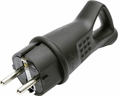 RPG16-30-442 Вилка угловая с/з, каучук 250В, 16A, IP44, серия Одри, черный | 32843 | STEKKER