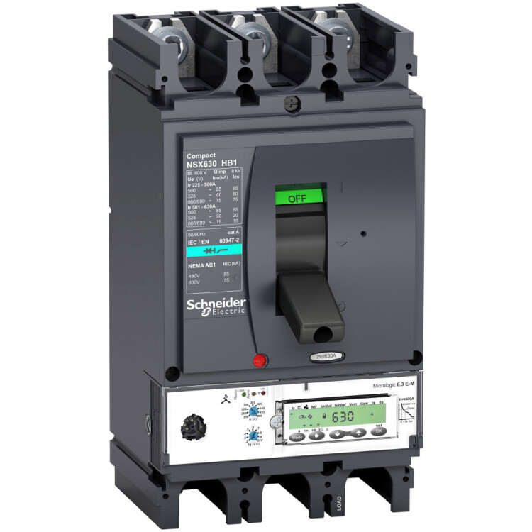 3П АВТОМ.ВЫКЛ. MIC6.3E-M 500A NSX630HB1 (75кА при 690B) | LV433728 | Schneider Electric
