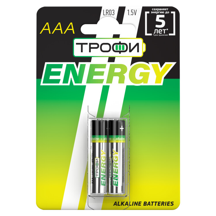 Батарейка щелочная (алкалиновая) LR03-2BL ECO (20/480/15840) (AAA) | Б0017043 | ТРОФИ