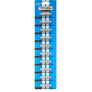 Батарейка щелочная (алкалиновая) LR03-10BL strip (100/1000/28000) (AAA) | C0034051 | ТРОФИ