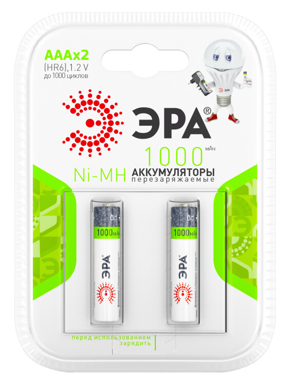 Аккумулятор HR03-2BL 1000mAh (20/240/7680) (AAA) | C0038455 | ЭРА