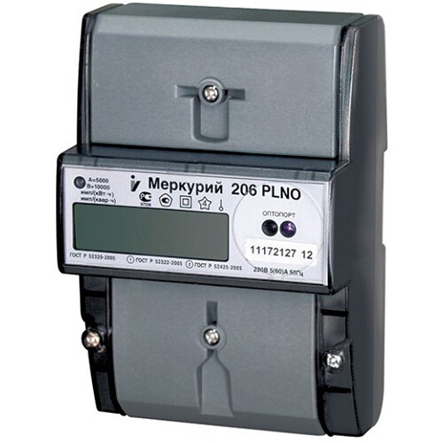 Счетчик Меркурий 206 PLNO 5-60А/220В (мнтар.) ЖКИ(DIN)