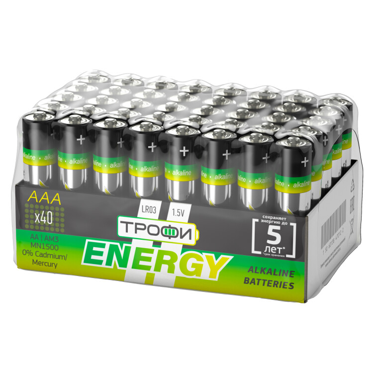 Батарейка щелочная (алкалиновая) LR03-40 bulk ECO (40/960/46080) (AAA) | Б0027812 | ТРОФИ