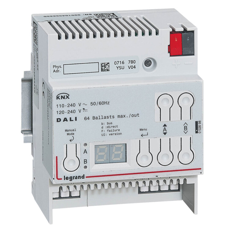 KNX контроллер DALI 64 балласта/8 групп. DIN 6 модулей | 002698 | Legrand