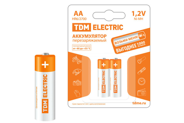 Аккумулятор AA-2700 mAh Ni-MH BP-2 | SQ1702-0072 | TDM
