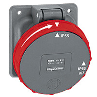 Розетка накладного монтажа в готовом корпусе Hypra - IP 66/67-55 - 3К+Н+3 - 63 А - пластик | 059437 | Legrand