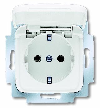 Розетка SCHUKO 16А 250В с крышкой, серия Reflex SI, цвет альпийский белый | 2018-0-1508 | 2CKA002018A1508 | ABB