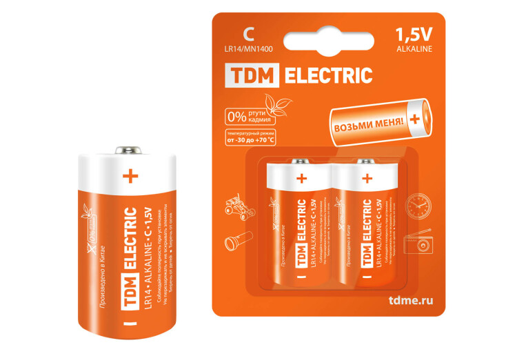 Элемент питания LR14 C Alkaline 1,5V BP-2 | SQ1702-0011 | TDM