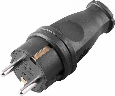 RPG16-21-441 Вилка прямая с/з, каучук 250В, 16A, IP44, серия Одри (В 16-001), черный | 32748 | STEKKER