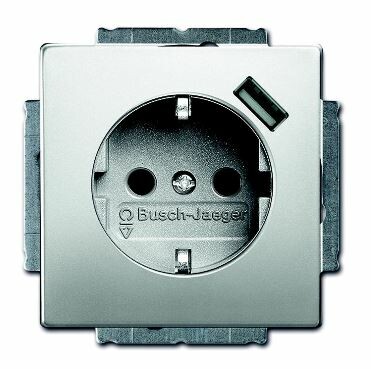 Розетка Schuko с устр. зарядным USB, 20 EUCBUSB-866-500, Сталь, 16А, 700 мА, безвинт. клеммы, защ. шторки, | 2011-0-6184 | 2CKA002011A6184 | ABB