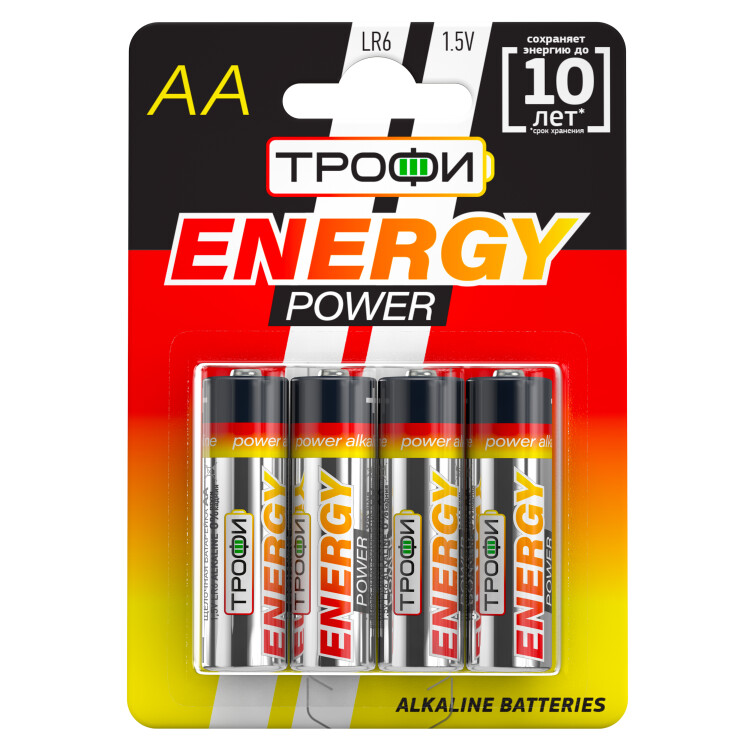 Батарейка щелочная (алкалиновая) LR6-4BL (40/640/20480) (AA) | C0034657 | ТРОФИ