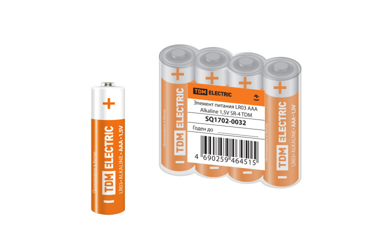 Элемент питания LR03 AAA Alkaline 1,5V SR-4 | SQ1702-0032 | TDM