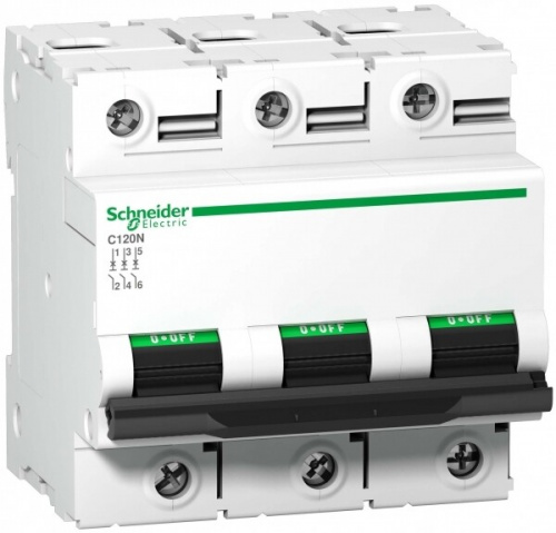 Выключатель автоматический трехполюсный C120N 100А D 10кА | A9N18388 | Schneider Electric
