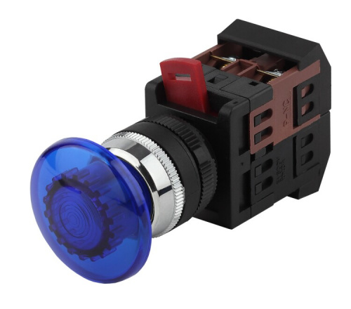 Кнопка управления AEА-22 "Грибок" синий d22мм 1з+1р (10/400/3200) | Б0045635 | ЭРА