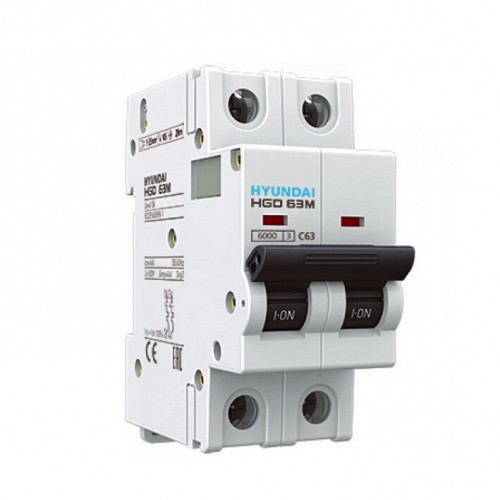 Автоматический выключатель HGD63-M 2PMDS0000C 00016 2 полюса, 16А, ток к.з. 6kA, хар-ка D | 13.04.001011 | HYUNDAI