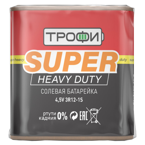 Батарейка солевая (ЭП) 3R12-1S (10/100/4500) (квадрат) | C0034622 | ТРОФИ