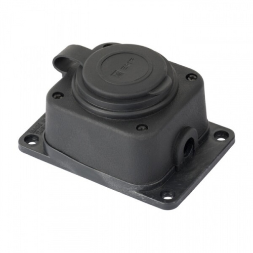 Роз. одномест. с защит. крышкой каучуковая 230В 2P+PE 16A IP44 EKF PRO | RPS-014-16-230-44-r | EKF