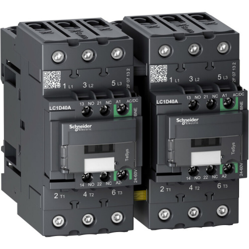 Контактор реверсивный EVERLINK AC3 3Р 440В 40A, Катушка управления 24-60V AC/DC | LC2D40ABNE | Schneider Electric