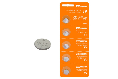 Элемент питания CR1220 Lithium 3V BP-5 | SQ1702-0024 | TDM