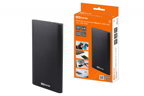 Аккумулятор внешний "Юкон 2", 8000 mAh, 2 А, 1 USB, | SQ1703-0002 | TDM