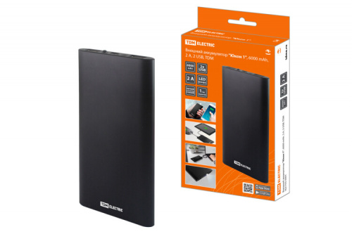 Аккумулятор внешний "Юкон 1", 6000 mAh, 2 А, 2 USB, | SQ1703-0001 | TDM