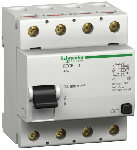 Выключатель дифференциальный (УЗО) ID 4п 125А 300мА-S тип B | 16765 | Schneider Electric