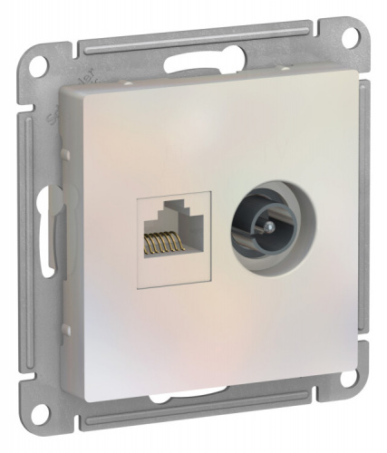 AtlasDesign Жемчуг Розетка двойная комп+ТВ, RJ45+TV, кат.5E, механизм | ATN000489 | Schneider Electric