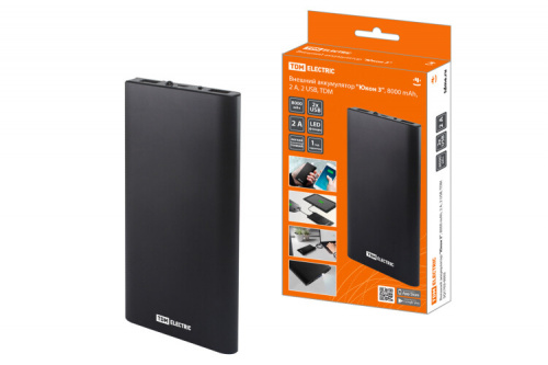 Аккумулятор внешний "Юкон 3", 8000 mAh, 2 А, 2 USB, | SQ1703-0003 | TDM