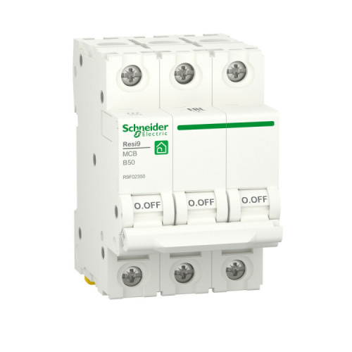 Выключатель автоматический трехполюсной B 50А 3P 6000A RESI9 | R9F02350 | Schneider Electric