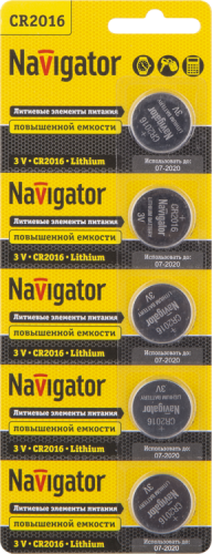 Элемент питания 94 763 NBT-CR2016-BP5 |94763 |Navigator