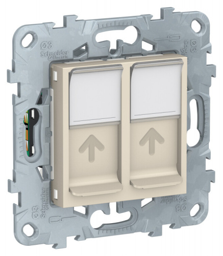 Unica New Бежевый Розетка компьютерная, RJ45, двойная, кат. 5е UTP | NU542044 | Schneider Electric
