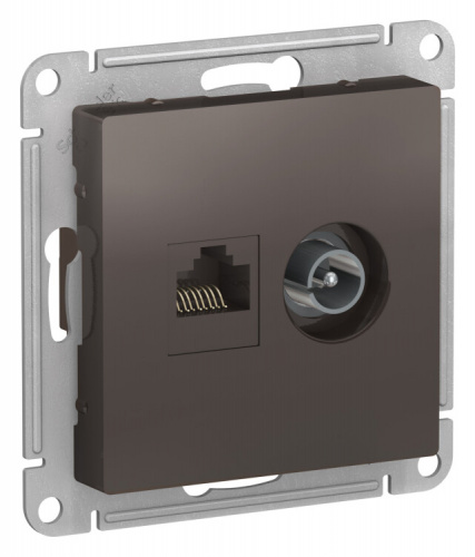 AtlasDesign Мокко Розетка двойная комп+ТВ, RJ45+TV, кат.5E, механизм | ATN000689 | Schneider Electric